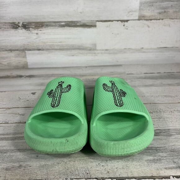 NOBO Womens Slide Summer Slippers Comfort Slip On Cactus Print Green Size 7 - Picture 4 of 6